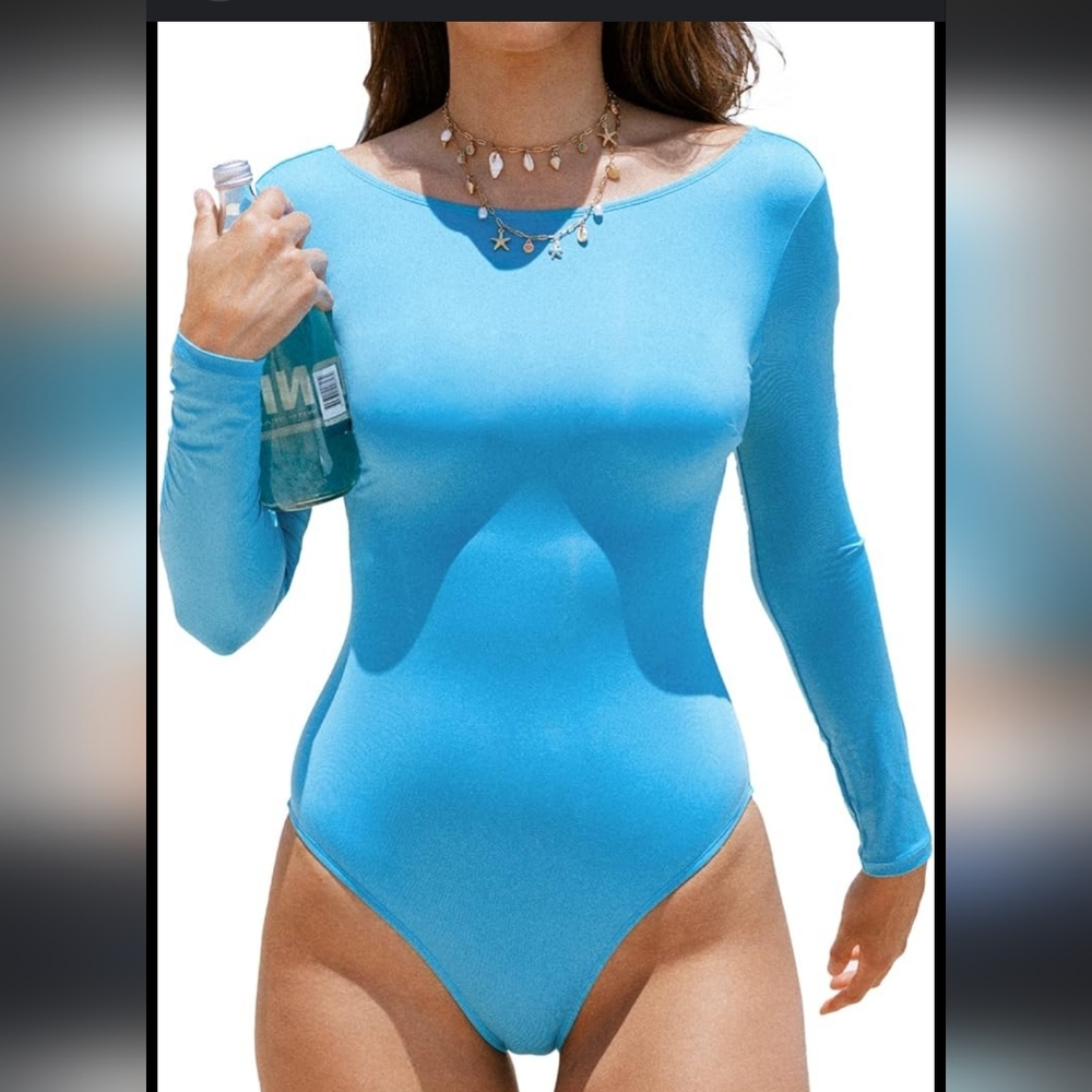 Cupshe Womens Crisscross Long Sleeve One Piece Bathing Suit